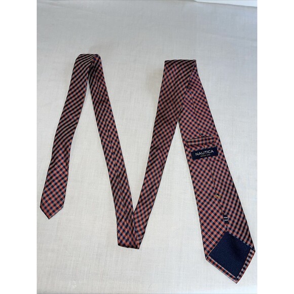 Nautica Dress Tie Mens Size 59" Red Striped 100% Silk Designer - Picture 12 of 12